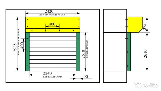 Ворота роллетные чертеж