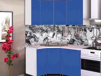 Кухонный гарнитур угловой мини 1,25*1,45 синий Материал: ЛДСП Цвет: синий В комплект входит: Шкаф стол 400мм, угол верх низ 850*850мм, шкаф стол 600мм,   ___________________________________ в Шахты
