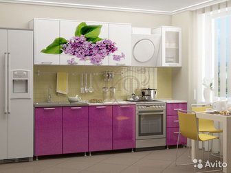 Гарнитур станет настоящим украшением любого кухонного пространства в каждом доме или квартире, Комплектация кухни 2м:Опора Н100мм , направляющие роликовые 400мм, в Тольятти